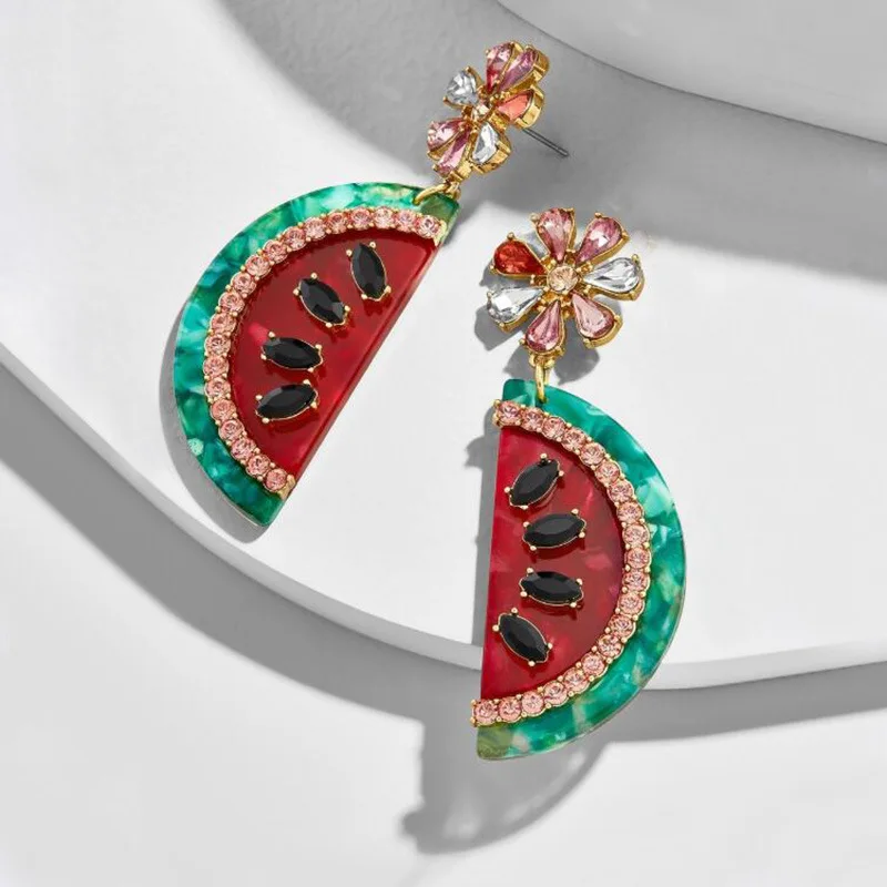 Новые Хрустальные висячие серьги KOMi в виде фруктов вишни яблока животных для