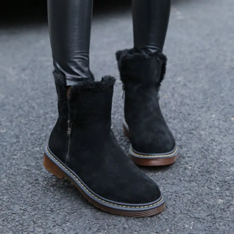 Женские ботинки 2019 модные зимние женские ботильоны теплые плюшевые с круглым