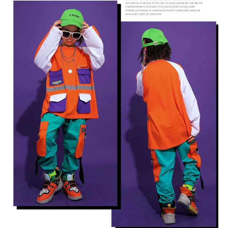 Детская Одежда для танцев в стиле хип-хоп свитшот топ Укороченное пальто