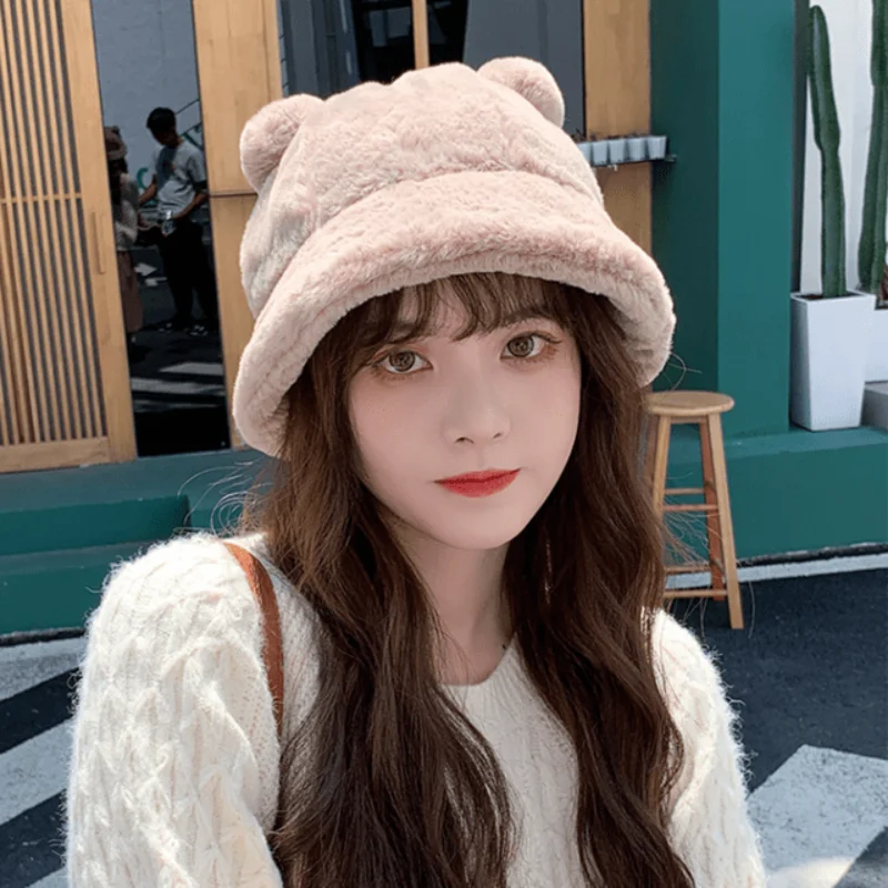 

Faux Fur Winter Hats For Women Black White Cow Print Bucket Hat Men Panama Fisherman Caps Gorras Autumn Outdoor Leopard Cap