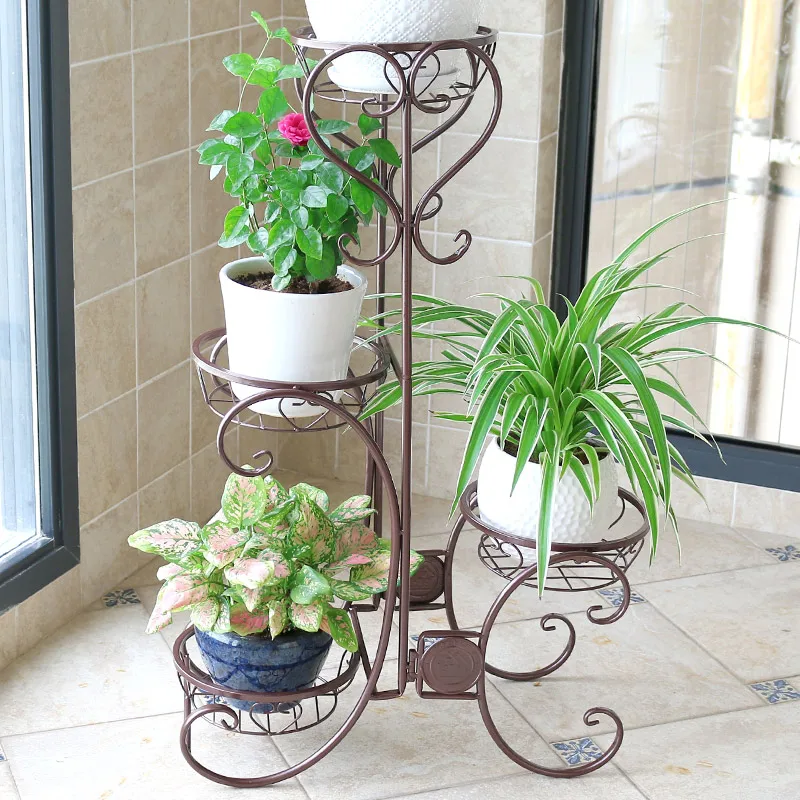 Европейская Цветочная стойка железная Арт многослойная напольная для балкона