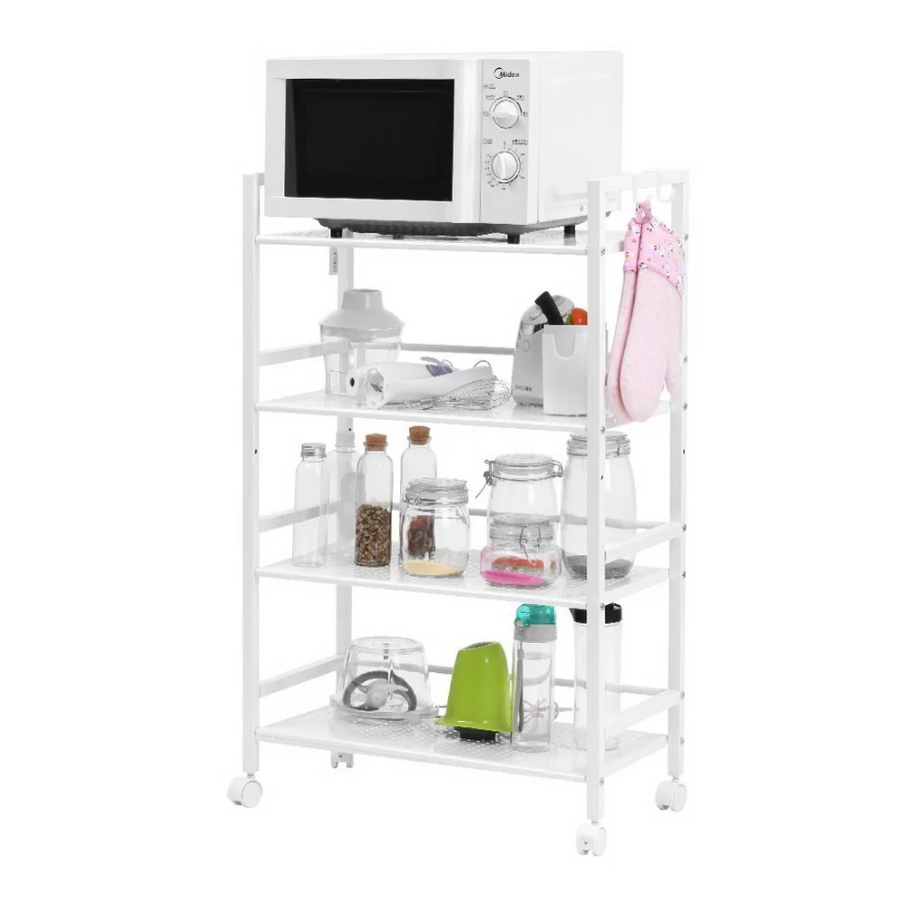 

Widen 4 Tiers Microwave Oven Stand Rack Multi-Functional Storage Cart Workstation Shelf Ivory White[US-Stock]
