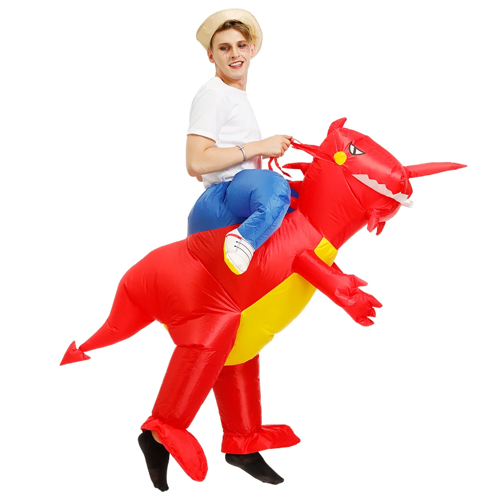 Пижама для детей и взрослых надувной динозавр костюм аниме T REX Косплей костюмы на
