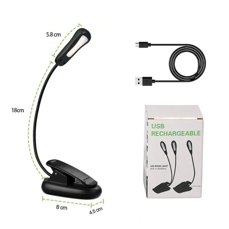 

Hot Sale Rechargeable Clip-on Desk Lamp Dimmable Eye Protection Reading Light LED Creative Night Light Table Reading Lamp