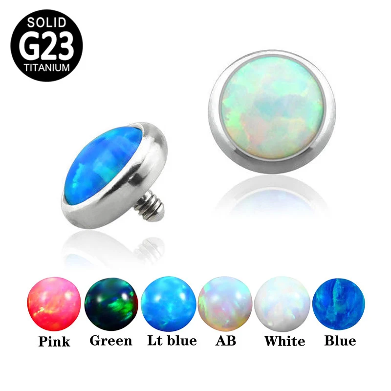 

10PCS G23 Titanium Dermal Anchor Skin Diver Opal Stone Top Surface Micro Dermal Stud Piercing Body Jewelry Wholesale 14G 16G