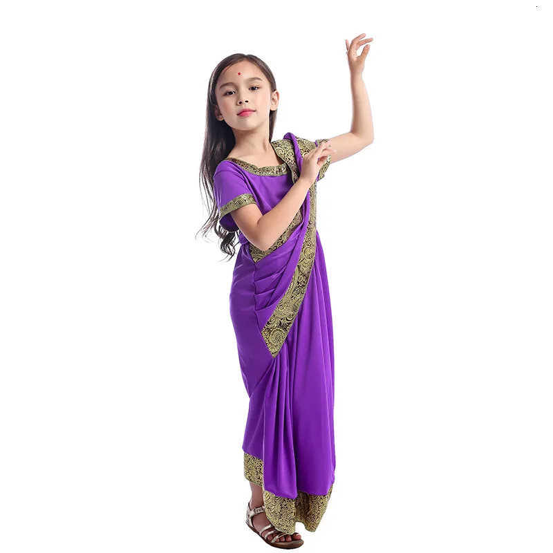 Индийский сари платья для девочек костюмированной вечеринки детские в стиле