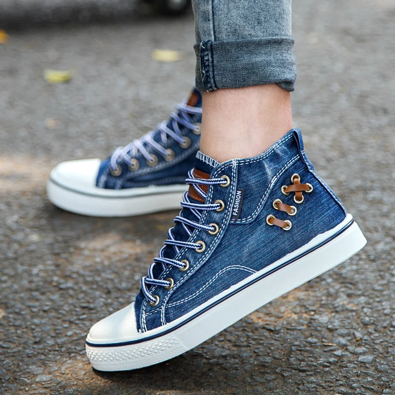 

New Couple Women Denim Designer Boots Canvas Platform Men Boys Girls Classic High Top Round Toe Flat Casual Shoes Sneakers 2023