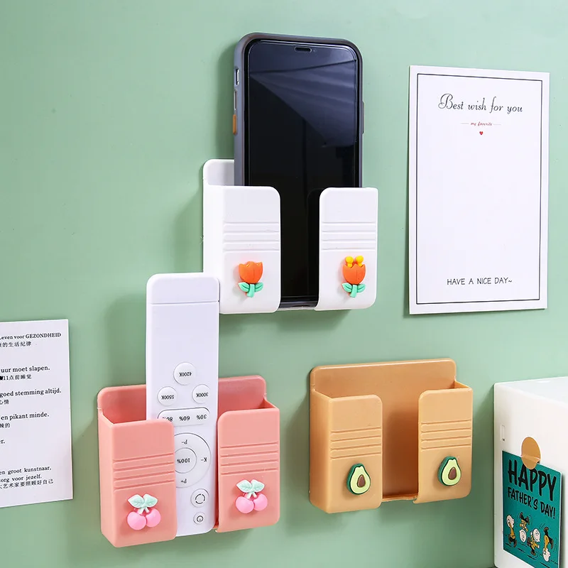 

Wall-mounted Mobile Phone Charging Holder Box Remote Control Wall Storage Bracket Wall-floating Cellphone Stand Wire Plug Rack