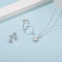 pirmiana classic snowflake 925 sterling silver earrings necklace rings moissanite jewelry set wedding engagement birthday