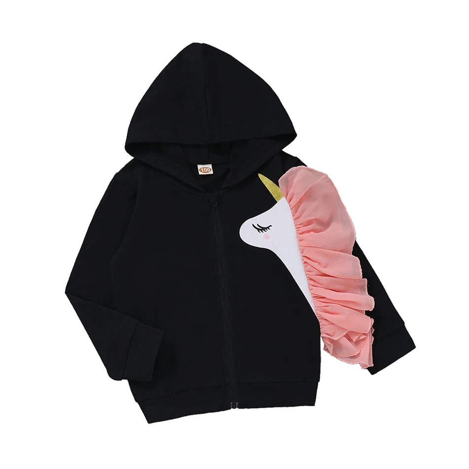 

Kids Girl Unicorn Hoodies Clothing Children Cartoon Sweatshirt Christmas Jacket Unicorn Hooded Black 3D Shirts