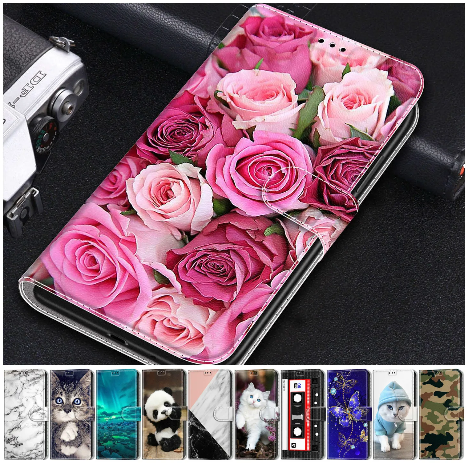 

Cat Flower Flip Phone Shell For Case Samsung Galaxy A01 A21S A31 A41 A51 A71 4G J310 J330 J510 J530 J3 2016 J5 2017 J6 Capa D08G
