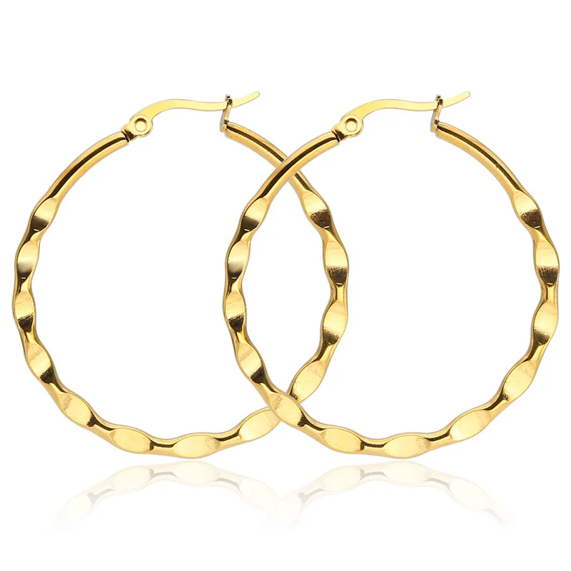 

Exaggerated personality nightclub big earrings ear buckle titanium steel stainless steel shrimp male buckle round wire earrings