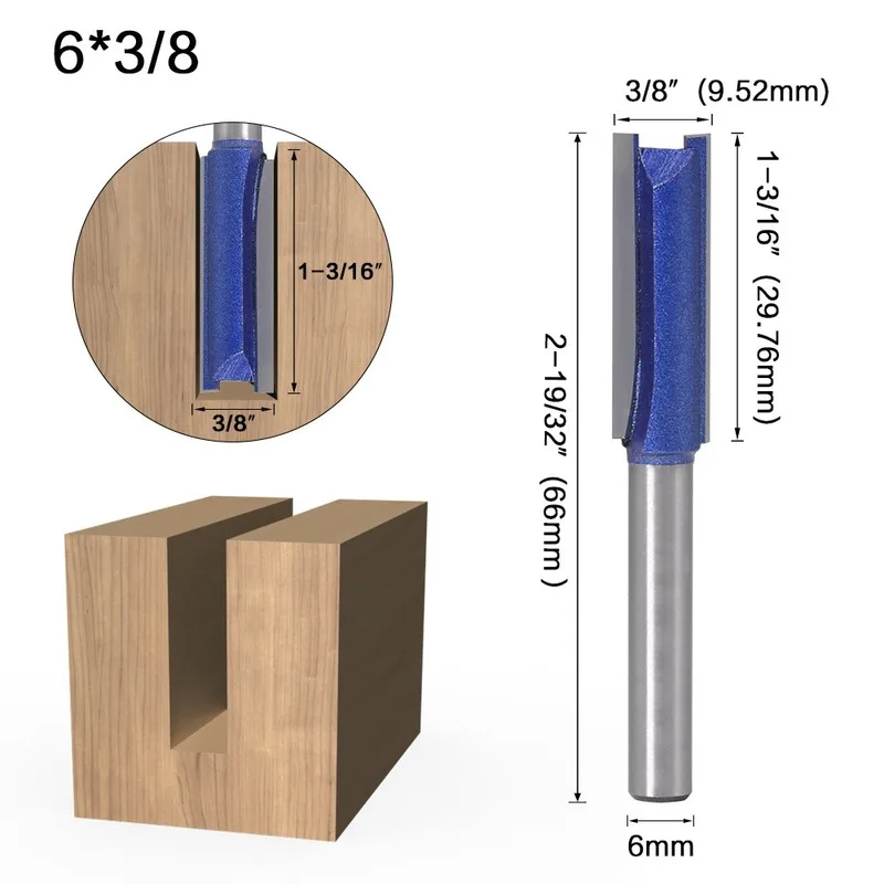 

4 PCS 6mm Shank Straight Woodworking Router Bit Set Carpenter Milling Cutter Wood Cutters Grooving Slotting Woodworking Tool