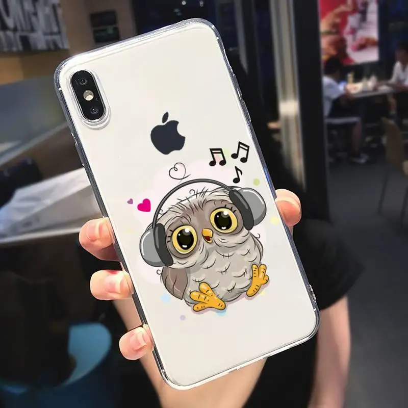 

Cartoon Cute Owl bird animal Phone Case Transparent soft For iphone 5 5s 5c se 6 6s 7 8 11 12 plus mini x xs xr pro max