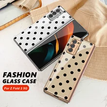 Fashion Colourful Glass Case For Samsung Galaxy Z Fold 3 2 5G Case Luxury Plating Frame Hard Plexiglass Cover For Galaxy Fold 1