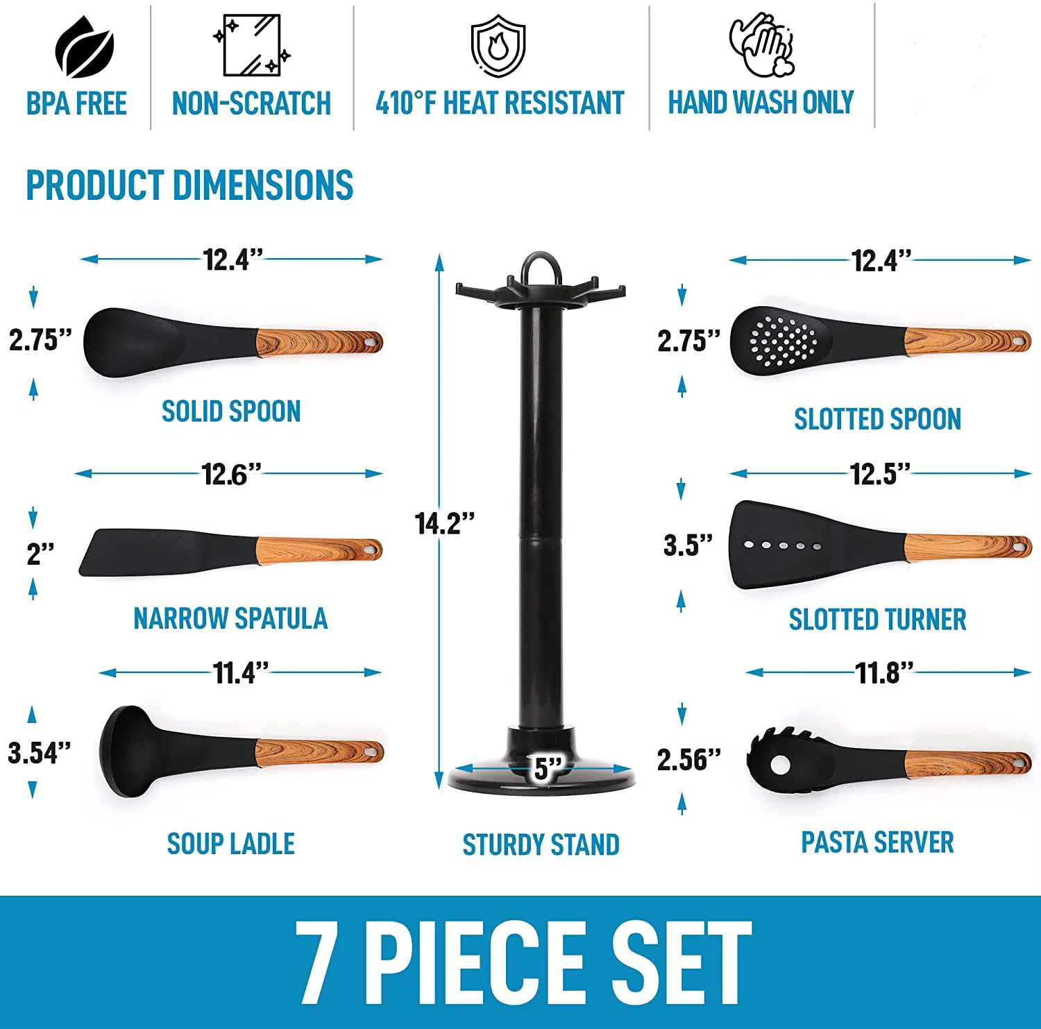 7 шт./комплект нейлоновые кухонные приборы с вращающейся подставкой набор
