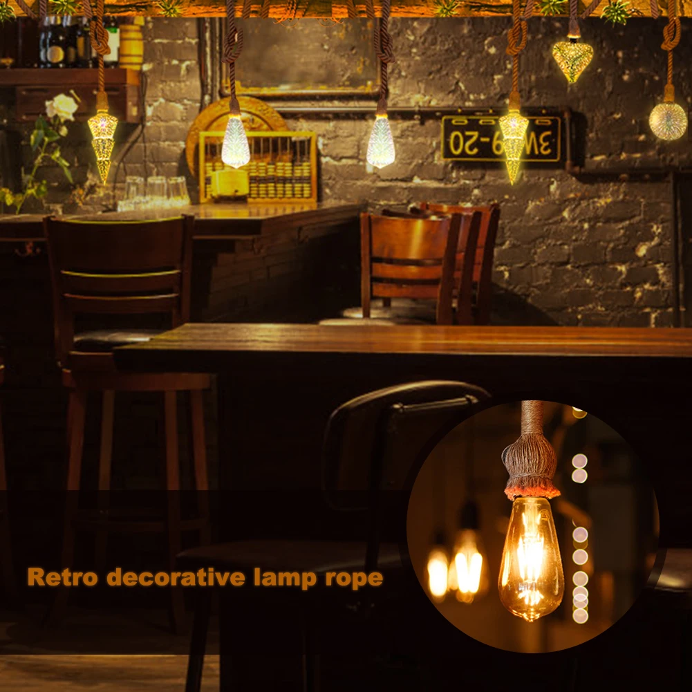 E27 держатель для светильника ретро натуральный джутовый декоративный шнур
