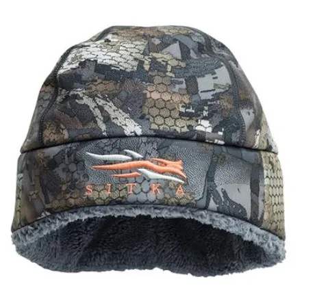 Мужская теплая шапочка Sitka камуфляжная ветрозащитная шапка на меху для охоты