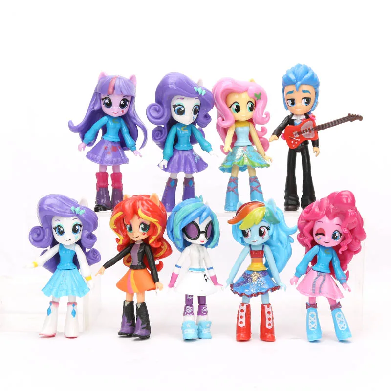 Игрушки My Little Pony, экшен-фигурки из ПВХ, мини-фигурки — пони Радуга Дэш, Сумеречная Искорка, Эпплджек, дракончик Спайк, 12 шт./набор