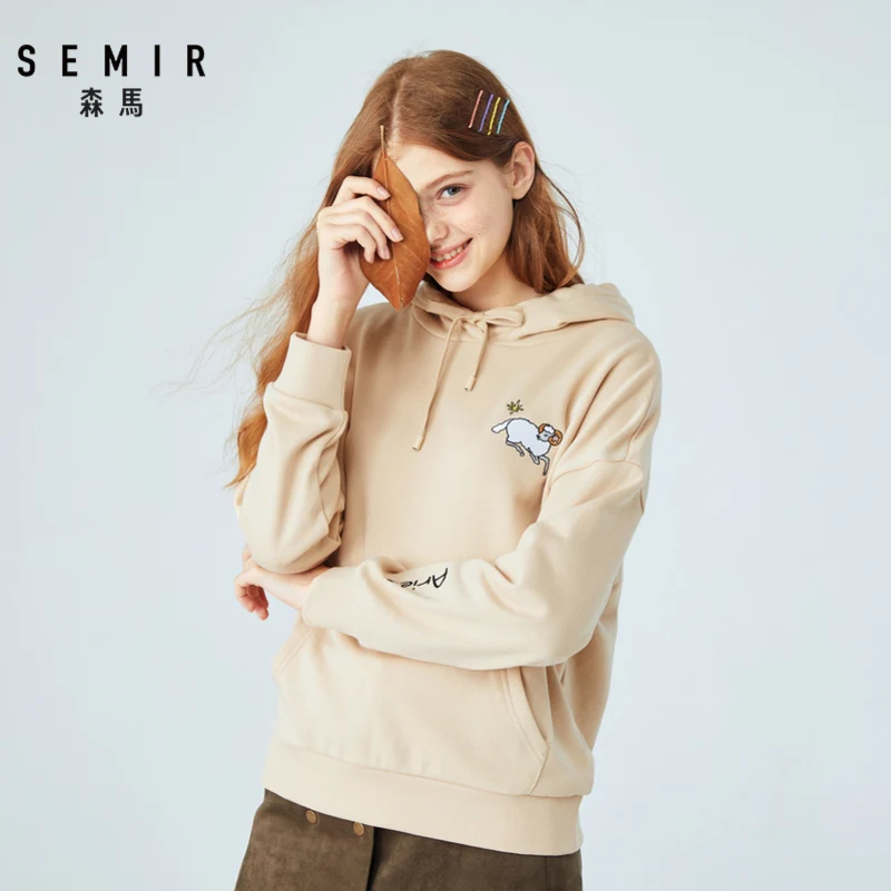 Куртка SEMIR женская оверсайз с капюшоном Свободный пуловер длинным рукавом