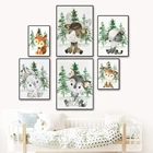 Картина на холсте с животными из леса, кролика, оленя, белки, волка, лося, скандинавские постеры и напечатанные настенные картины, декор для детской комнаты