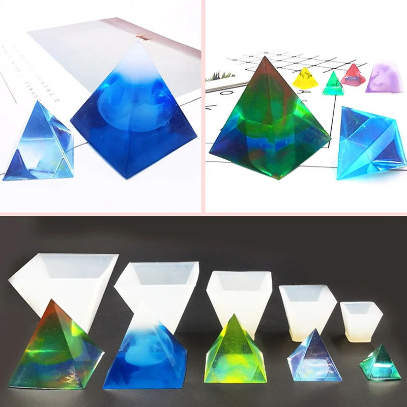 

1pcs Pyramid Crystal Epoxy Resin Mold Pyramid Triangle Quicksand Silicone Mold DIY 20mm-60mm