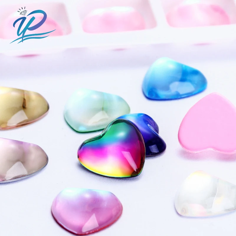 Стразы K9 из стекла в форме сердца с натуральными блестками 4 размера 12 цветов