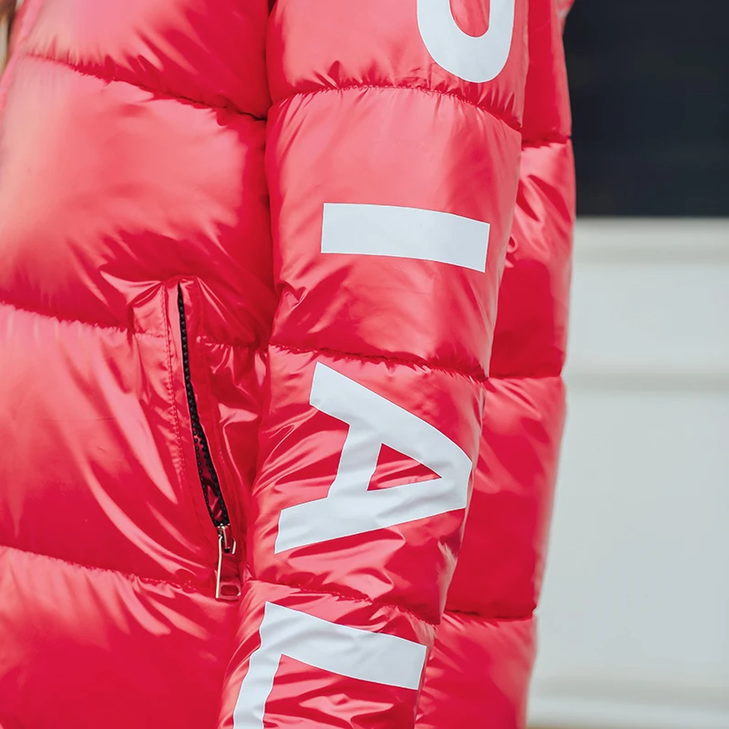 

New Brief Paragraph Down cotton-padded Jacket Female Winter Tide Quality Hooded Thickening Coat Shiny cotton-padded Clothes