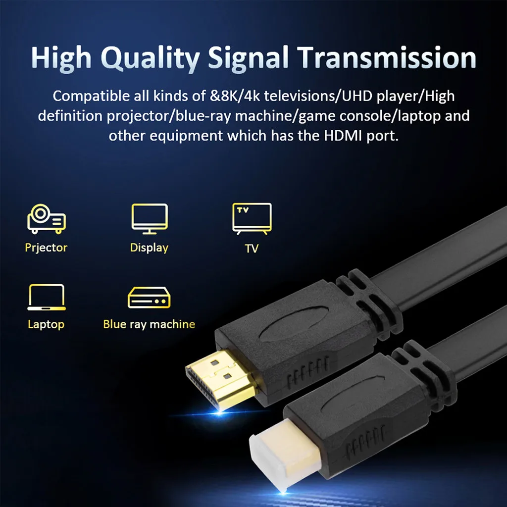 1 4 V Высокая Скорость 1.4a HDMI видео аудио плоский кабель HD ТВ-Черный беспроводная