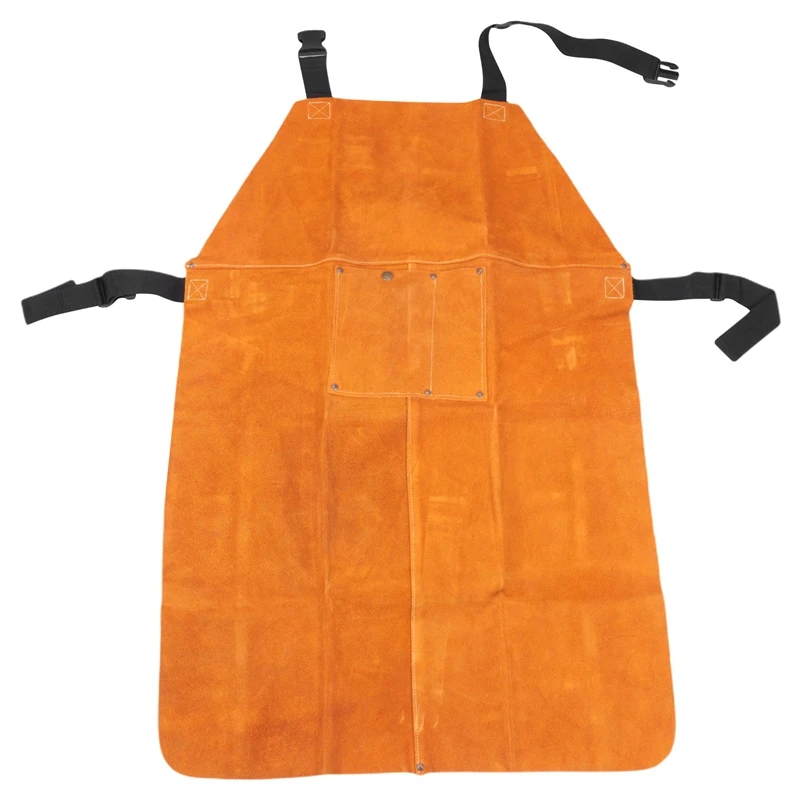 

Кожаная сварочная защитная одежда, фартук, утолщенная защитная одежда для электросварки с карманом, износостойкая, анти-обжигающая