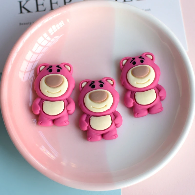 10 шт. мультяшный клубничный медведь конфеты плоский задний полимер