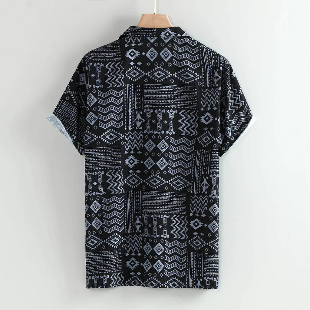 Hawaiian Shirts Mens Streetwear Vintage Ethnic Style casual shirt men short sleeve turn down Collar Casual Shirt Plus size | Мужская