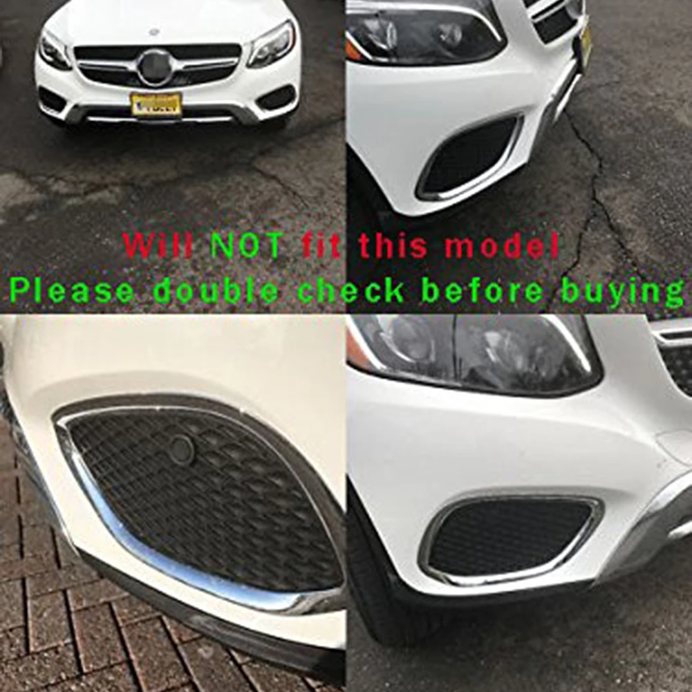 

4Pcs Front Grille Blade Trim ABS Chrome Front Fog Lamp Cover Trim Car Styling For 2017 Mercedes-Benz GLC