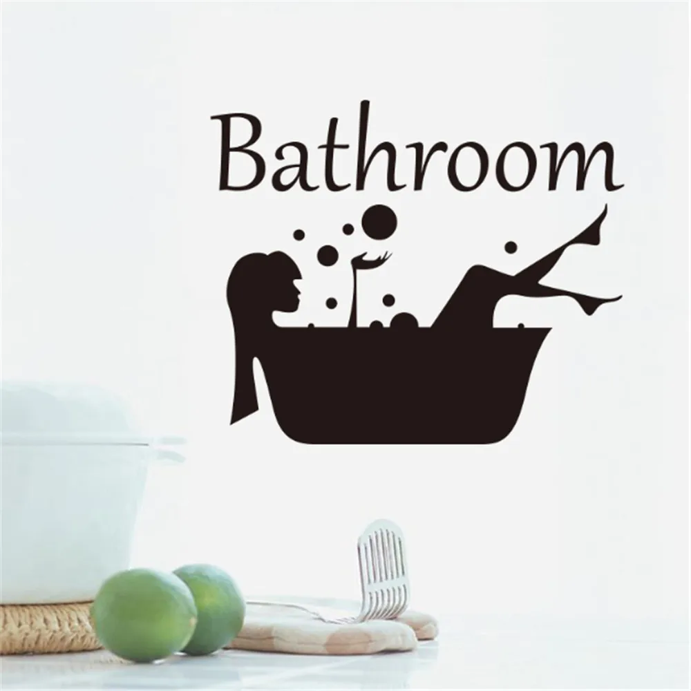 Bathroom Girl Shower Removable Wall Sticker Home Bedroom Backdrop Art Creative Decal Decoration | Дом и сад