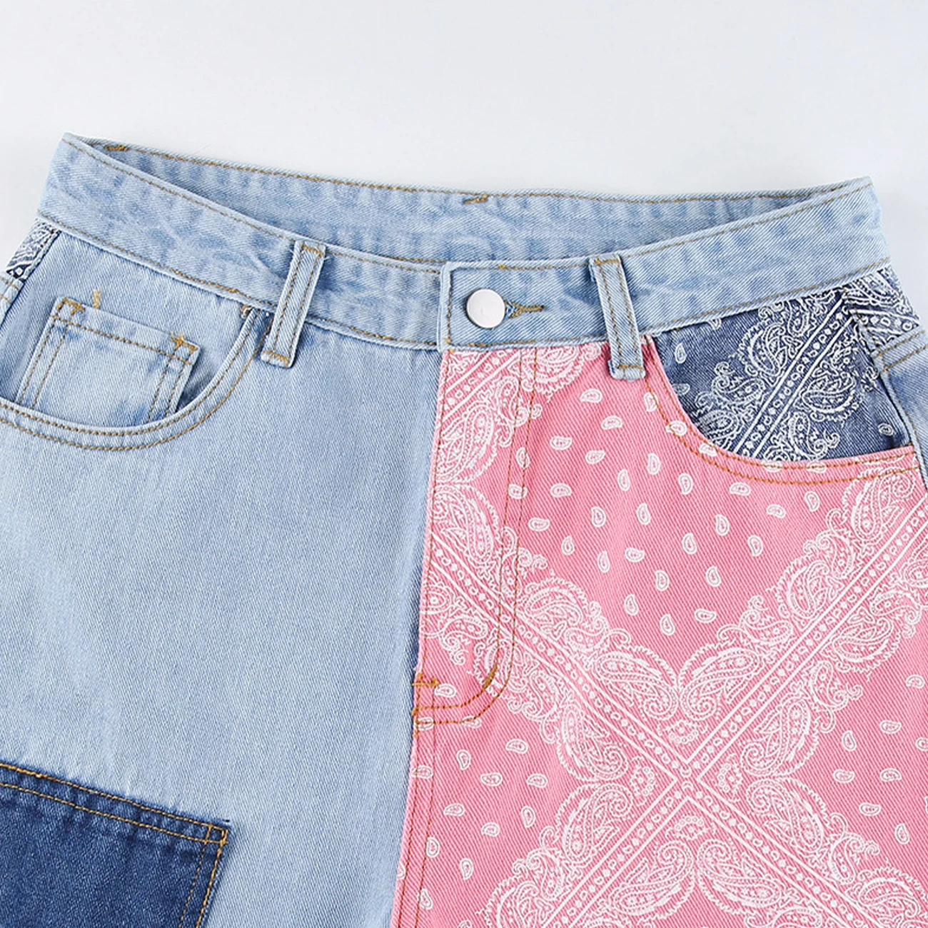 

2021Ss Hip Hop Pants Streetwear Retro Denim Jeans High Street Spring Retro Cashew Flower Print Fashion High Waist Jeans Women