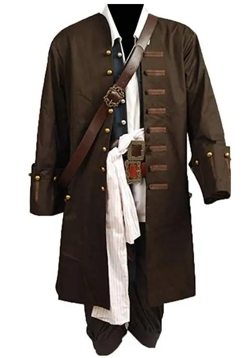 Pirates Jack Sparrow Cosplay Costume For Adult Men Halloween Woemn Carnival Costumes Full Set Hat And Wig |
