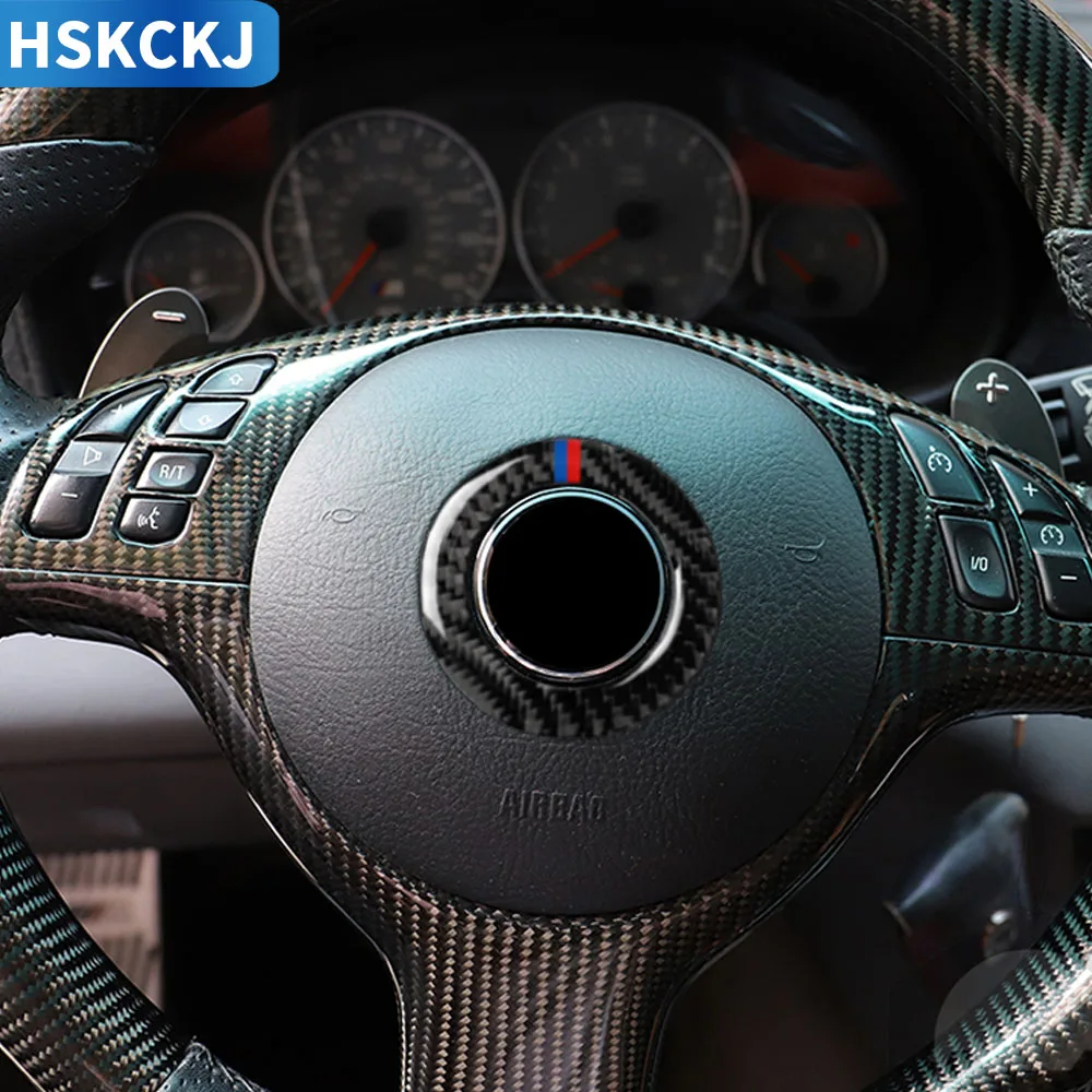 

Наклейки из углеродного волокна для BMW 3 серии E46 1998-2005, несколько цветов, эмблема логотипа руля, стильные аксессуары для интерьера