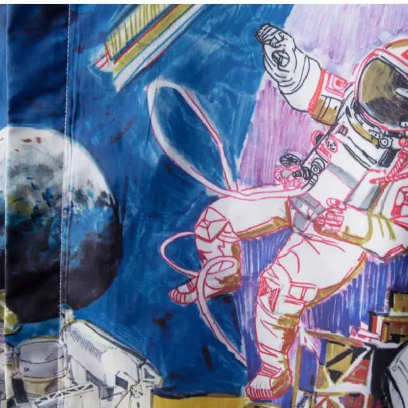 

Mens Shirts Luxury Astronaut Printed Long Sleeve Casual Mens Dress Shirts Fashion Slim Fit Party White Man Shirts