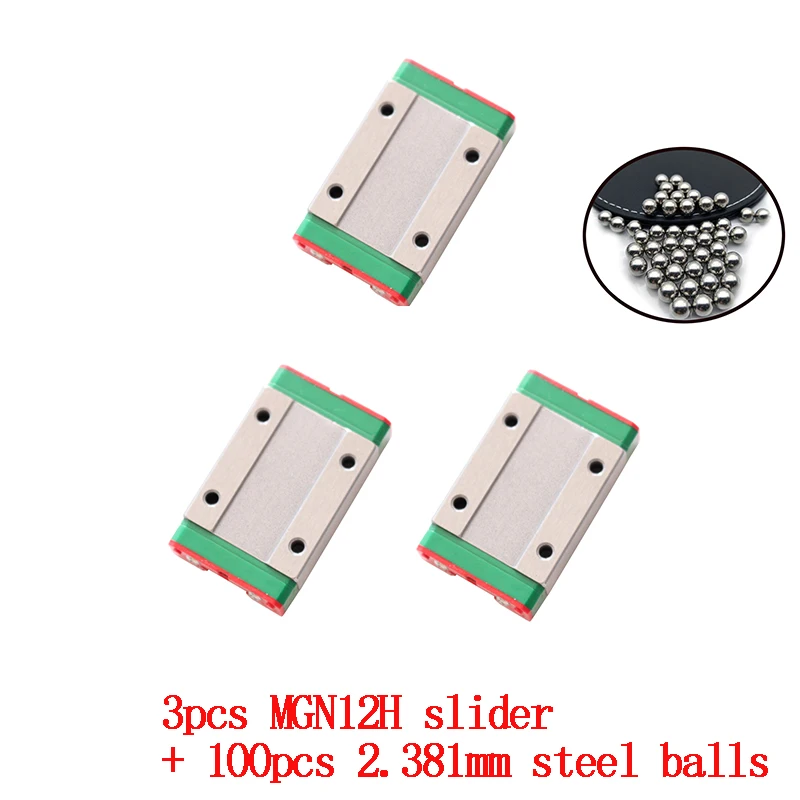Слайдер MGN12H 3 шт. с линейной направляющей MGN12 100 150 200 250 300 350 400 450 500 550 мм Бесплатный