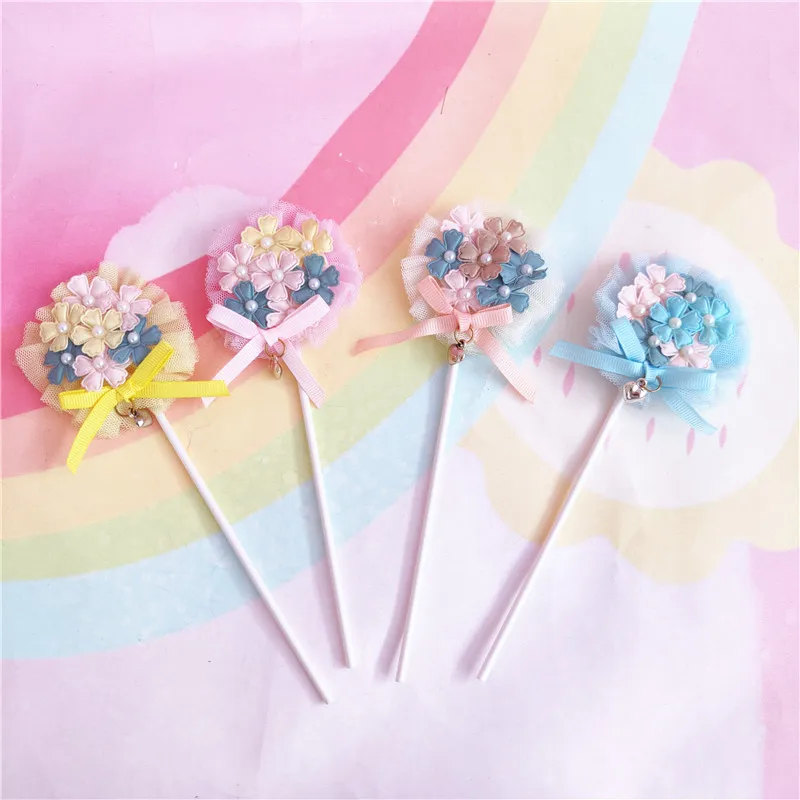 1 шт. разноцветная жемчужная пряжа цветок топпер для капкейка детской