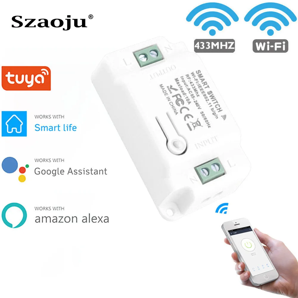 Szaoju Wifi interrupteur à distance sans fil Tuya Smart Life APP + RF 433Mhz relais minuterie Module