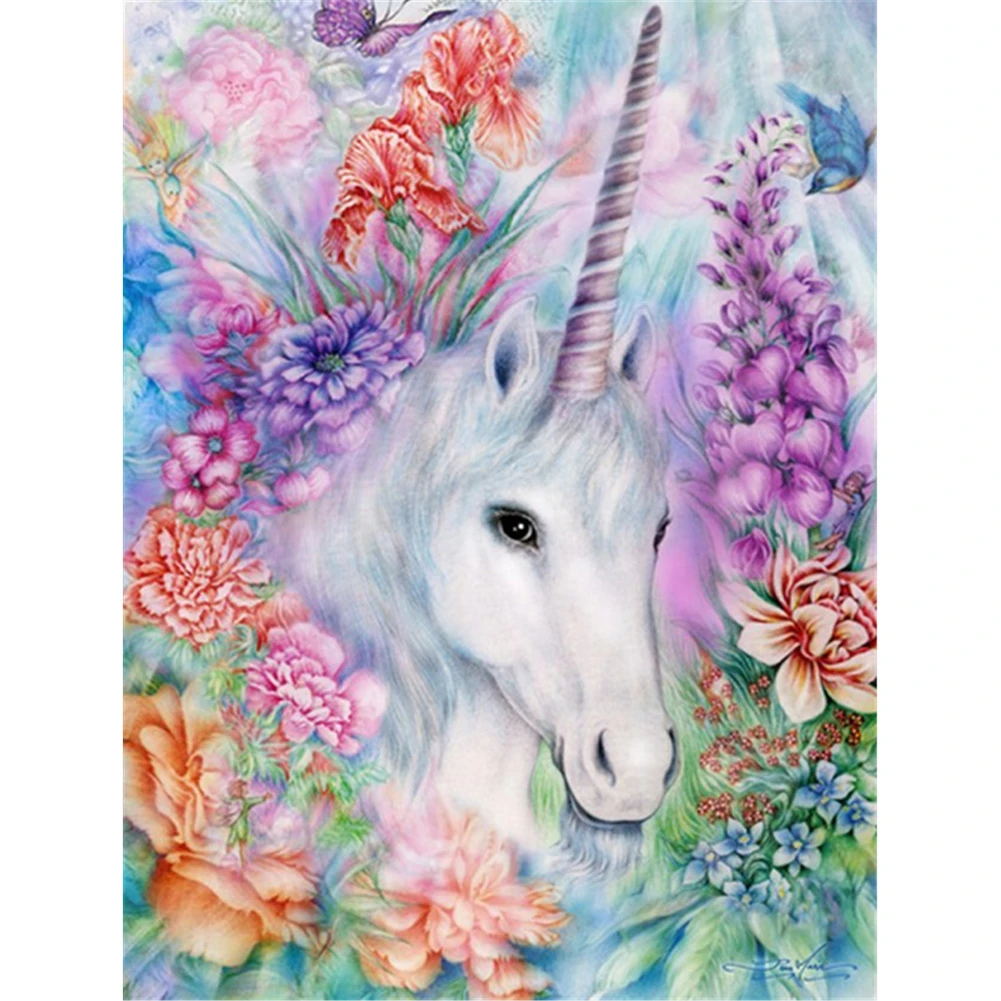 5D алмазная вышивка Diy Единорог цветы картины Стразы мозаика животные живопись