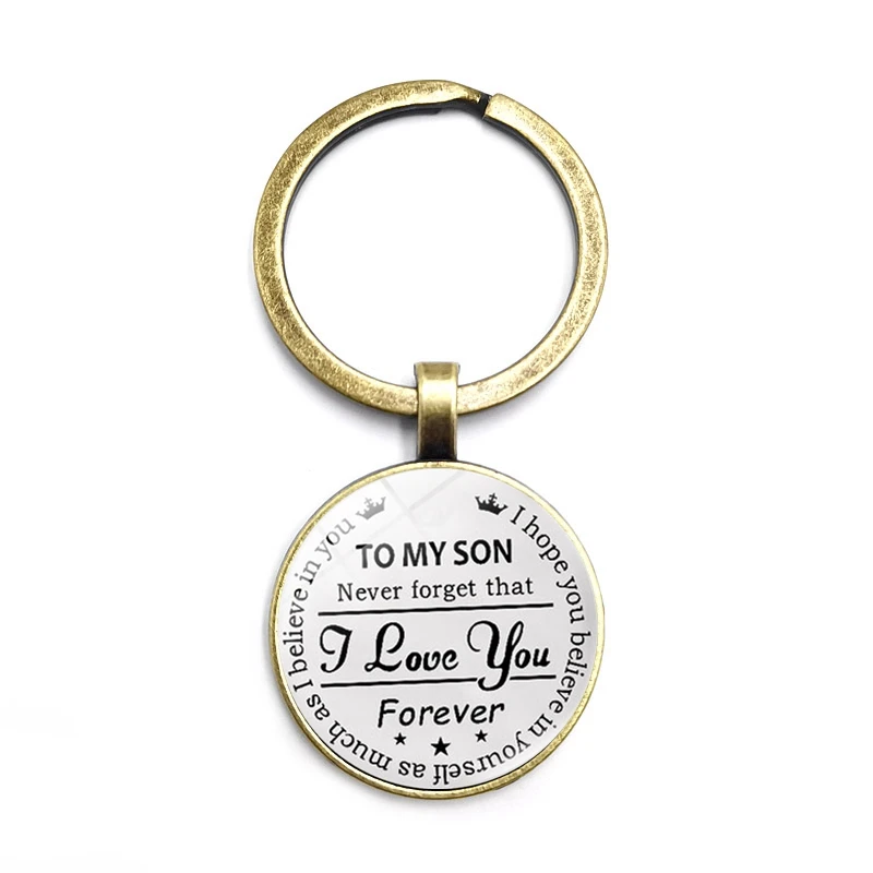 

2020 Fashion To My Son I Love You Forever Time Glass Pendant Keychain Men and Women Jewelry Keychain