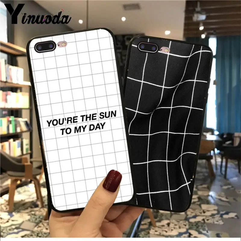 Yinuoda в черно белую клетчатую полоску красивый чехол для телефона iPhone 6S 6plus 7plus 8 8Plus