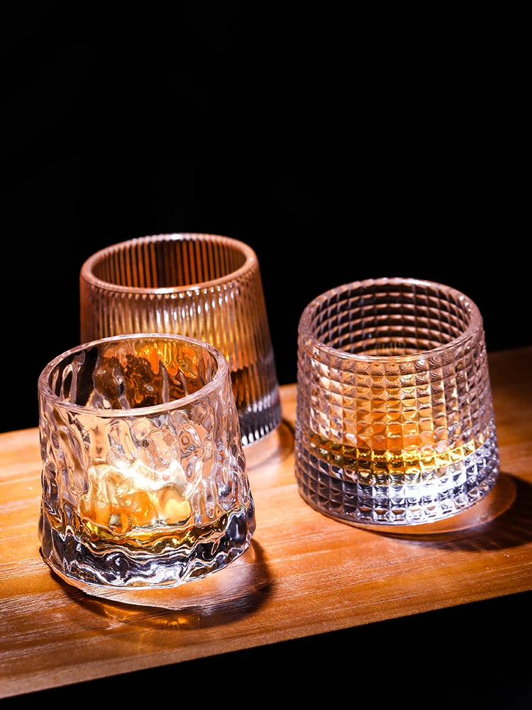 Novel Creative Thick Crystal Whiskey Tumbler Glass Spinning Tops Design Hammer Glasses Of Wine Spirit XO Brandy Cup Wineglass