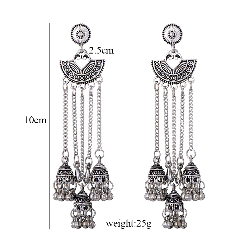 Женские винтажные серьги с серебряным покрытием на длинной цепочке богемный