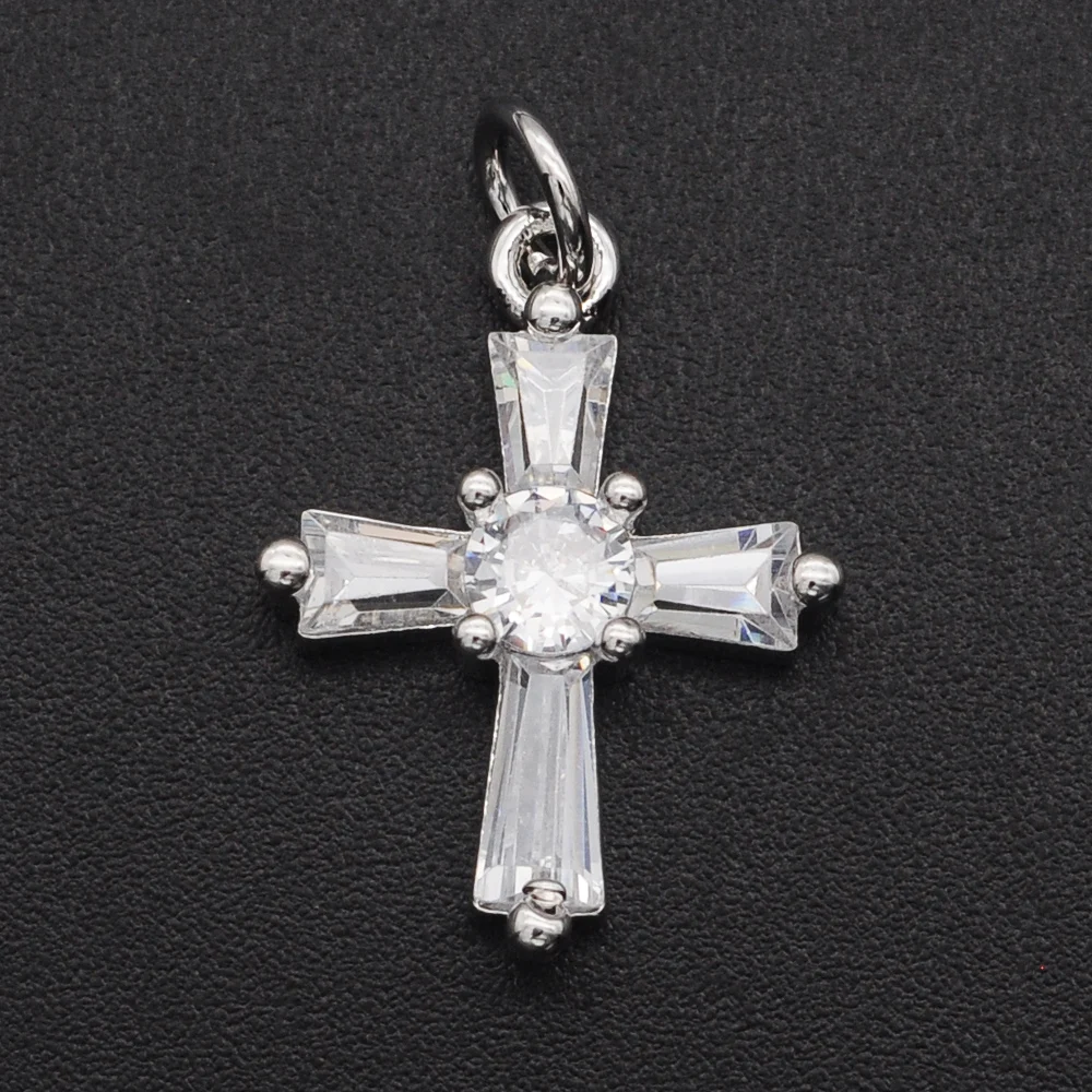Wholesale Fashion Jewellery Pendants: 14x21mm CZ Zircon Cross Pendant for DIY Jewelry and Bracelet Making Charm image 3