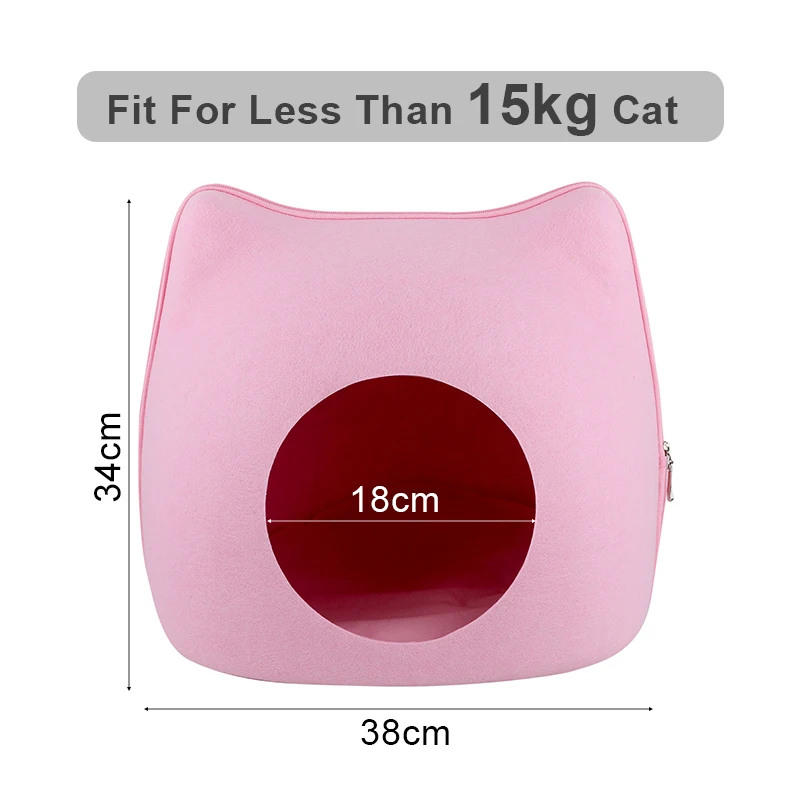 1 For 15KG Cat Pink Кровать для кошек, спальный мешок на молнии, войлочная ткань для кошачьего домика, корзина для кошек, мешки для животных, кровати, гнездо, подушка, товары для домашних животных - Цвет: 1 For 15KG Cat Pink