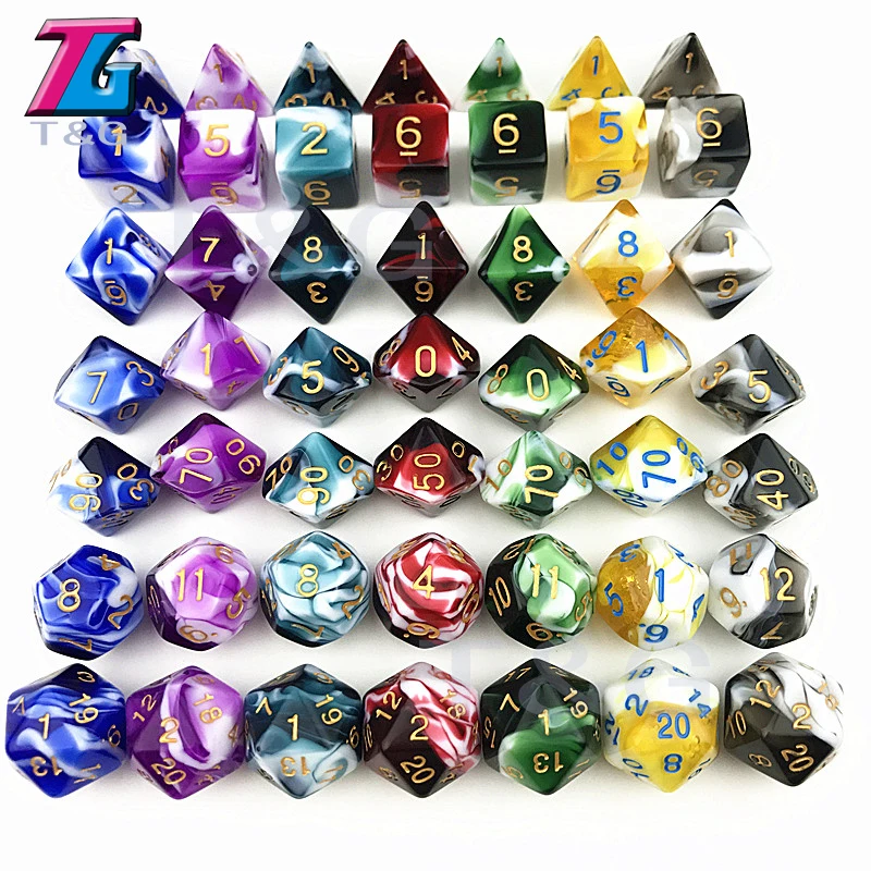 Прозрачный красный и белый цвет кости D4-D20 для ролевых игр