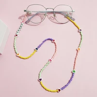 bohemian rainbow gradient color chain for glasses love alphabet beads sunglasses chain lanyard necklace straps fashione jewelry